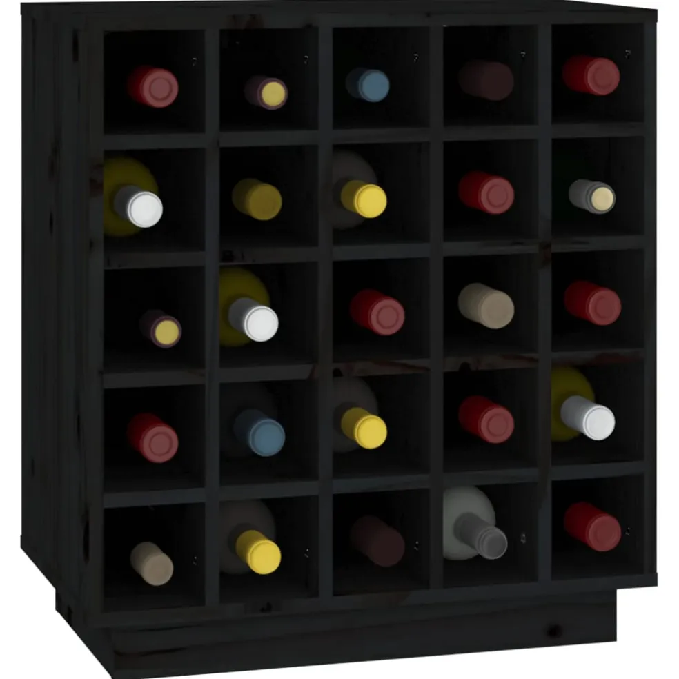 vidaXL Wijnkast 55,5x34x61 cm massief grenenhout zwart