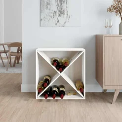 vidaXL Wijnkast 62x25x62 cm massief grenenhout wit