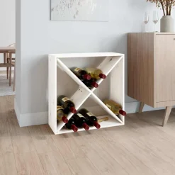 vidaXL Wijnkast 62x25x62 cm massief grenenhout wit