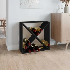 vidaXL Wijnkast 62x25x62 cm massief grenenhout zwart