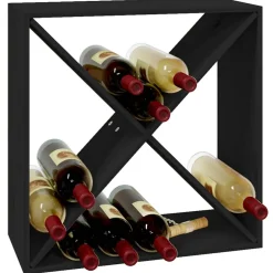 vidaXL Wijnkast 62x25x62 cm massief grenenhout zwart