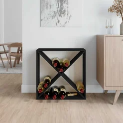 vidaXL Wijnkast 62x25x62 cm massief grenenhout zwart