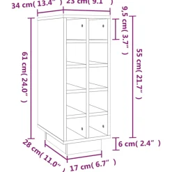 vidaXL Wijnkast 23x34x61 cm massief grenenhout wit