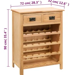 vidaXL Wijnkast 72x32x90 cm massief eikenhout