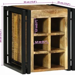 vidaXL Wijnrek Bruin en zwart 35 x 35 x 39 cm Massief Mango Hout