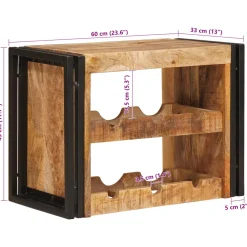 vidaXL Wijnrek Bruin 60 x 45 x 33 cm Massief Ruw Mango Hout