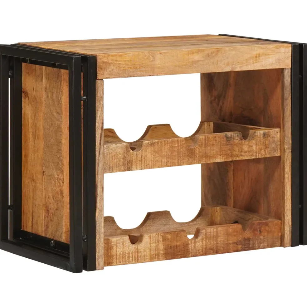 vidaXL Wijnrek Bruin 60 x 45 x 33 cm Massief Ruw Mango Hout