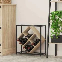 vidaXL Wijnrek 16 flessen Bewerkt hout Sonoma Eiken