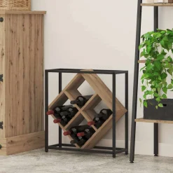 vidaXL Wijnrek 16 flessen Bewerkt hout Artisan Eiken