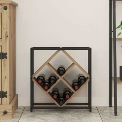 vidaXL Wijnrek 16 flessen Bewerkt hout Artisan Eiken
