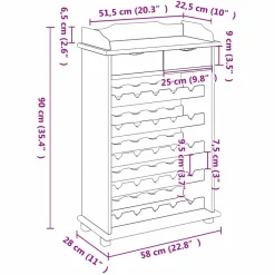 vidaXL Wijnrek Naturel 58 x 28 x 90 cm Massief grenenhout