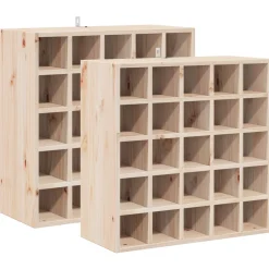 vidaXL Wijnrek 2 st Naturel 56 x 25 x 56 cm Massief grenenhout
