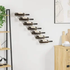 vidaXL Wijnrek voor 7 flessen wandmontage metaal wit