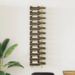 vidaXL Wijnrek voor 24 flessen wandmontage ijzer goudkleurig