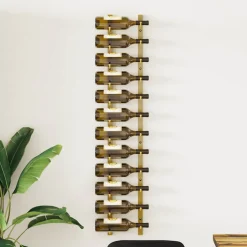 vidaXL Wijnrek voor 12 flessen wandmontage ijzer goudkleurig