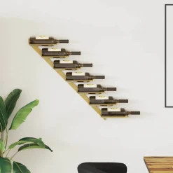 vidaXL Wijnrek voor 7 flessen wandmontage metaal goudkleurig