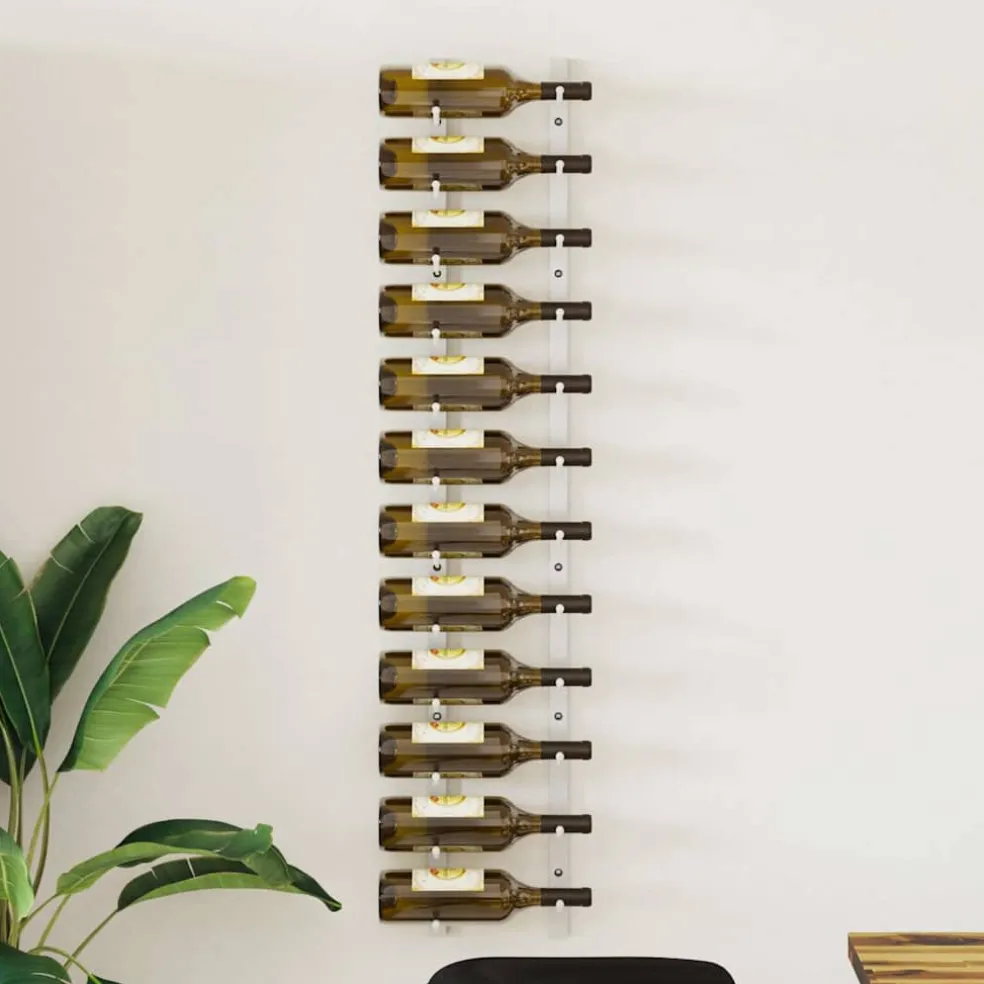 vidaXL Wijnrek voor 12 flessen wandmontage ijzer wit