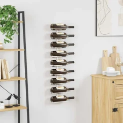 vidaXL Wijnrek voor 9 flessen wandmontage ijzer wit
