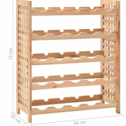vidaXL Wijnrek voor 25 flessen 63x25x73 cm massief walnotenhout