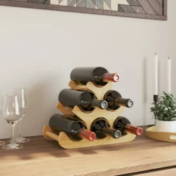 vidaXL Wijnrek voor 6 flessen 35x18x25,5 cm bamboe
