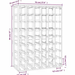 vidaXL Wijnrek 70x33x94 cm massief grenenhout bruin