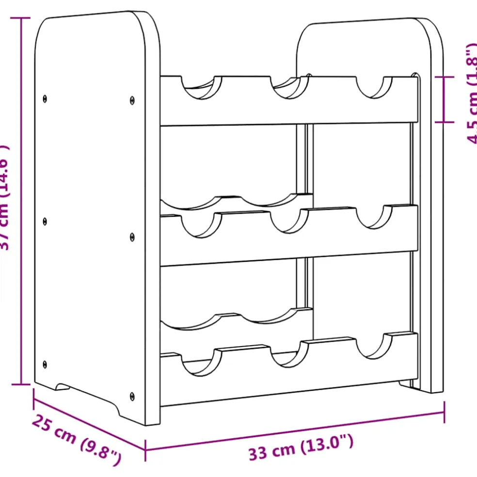 vidaXL Wijnrek 33x25x37 cm massief grenenhout