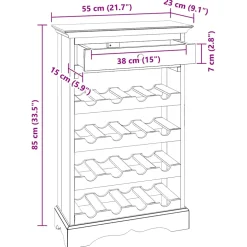 vidaXL Wijnrek 55x23x85 cm massief mahoniehout