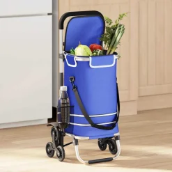 vidaXL Winkel trolley 1 Blauw 47 x 39 x 100,5 cm Oxford stof