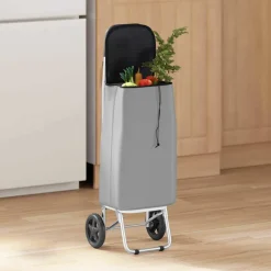 vidaXL Winkel trolley Grijs 35 x 28 x 92 cm Oxford stof