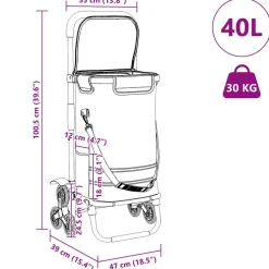 vidaXL Winkel trolley 1 Grijs 47 x 39 x 100,5 cm Oxford stof