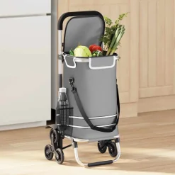 vidaXL Winkel trolley 1 Grijs 47 x 39 x 100,5 cm Oxford stof
