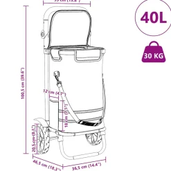 vidaXL Winkel trolley Zwart 36,5 x 46,5 x 100,5 cm Oxford stof