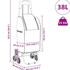 vidaXL Winkel trolley Zwart 39,5 x 33 x 93 cm Oxford stof