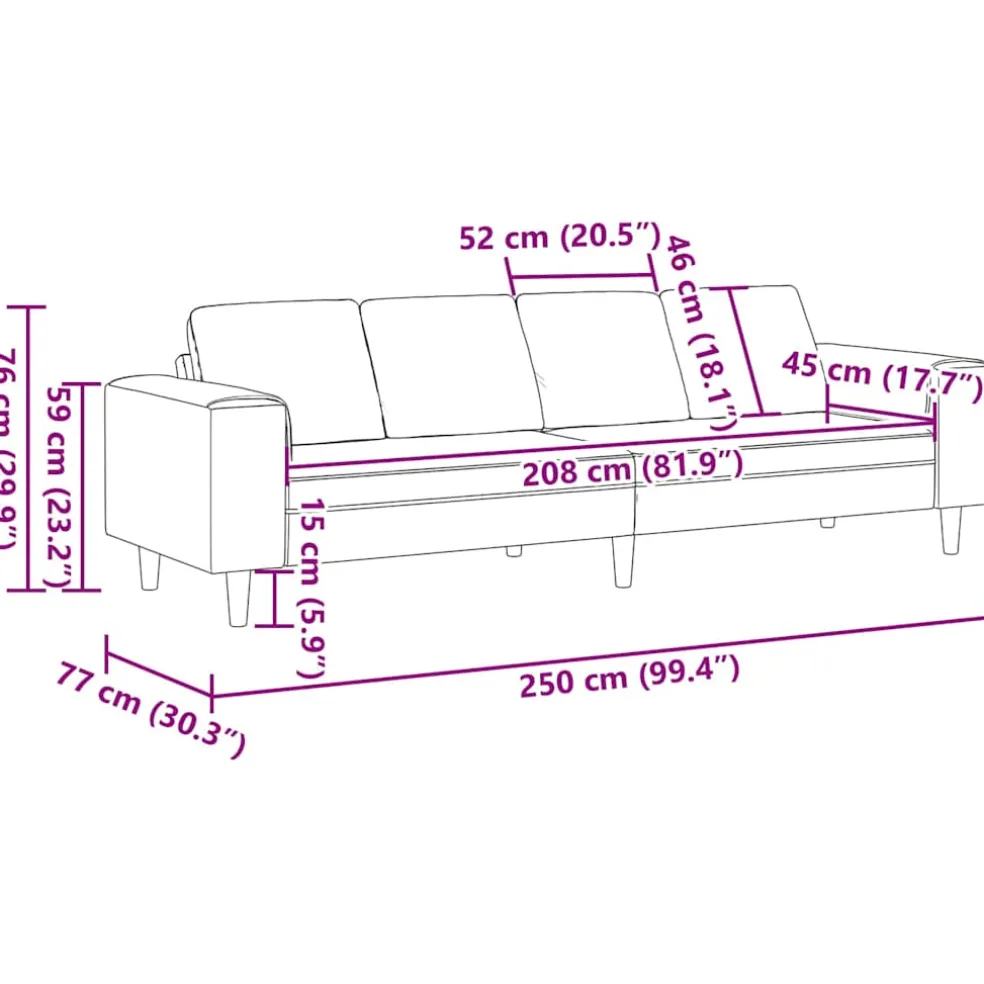 vidaXL Woonkamer Bank Donkergroen 250 x 77 x 76 cm Polyester