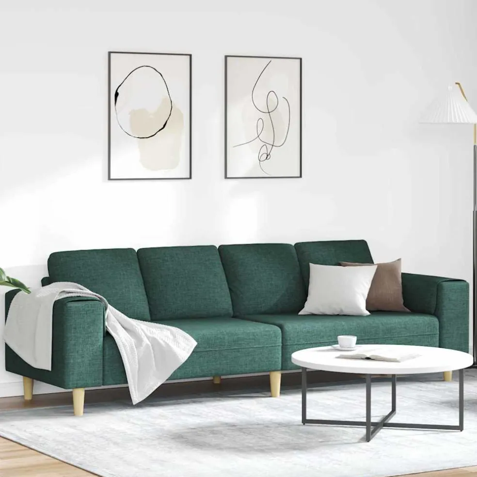 vidaXL Woonkamer Bank Donkergroen 250 x 77 x 76 cm Polyester
