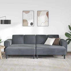 vidaXL Woonkamer Bank 3 st Donkergrijs