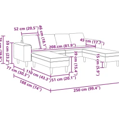 vidaXL Woonkamer Bank 3 st Donkergrijs