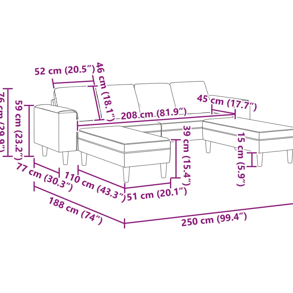vidaXL Woonkamer Bank 3 st Donkergrijs