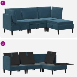 vidaXL Woonkamer Meubelset 4 st Blauw Fluweel