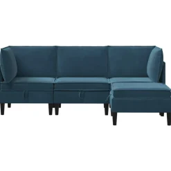 vidaXL Woonkamer Meubelset 4 st Blauw Fluweel