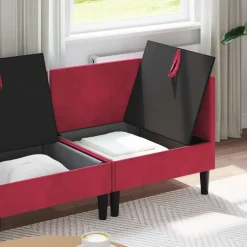 vidaXL Woonkamer Meubelset 3 st Wijnrood Fluweel