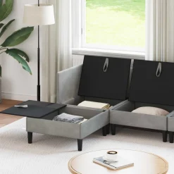vidaXL Woonkamer Meubelset 5 st Lichtgrijs Fluweel