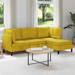 vidaXL Woonkamer Meubelset 4 st Geel Fluweel