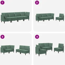 vidaXL Woonkamer Meubelset 4 st Zeegroen Fluweel