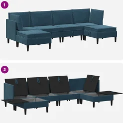 vidaXL Woonkamer Meubelset 6 st Blauw Fluweel