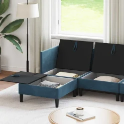 vidaXL Woonkamer Meubelset 6 st Blauw Fluweel