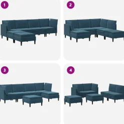 vidaXL Woonkamer Meubelset 6 st Blauw Fluweel