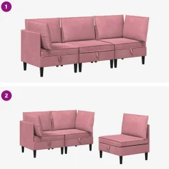 vidaXL Woonkamer Meubelset 3 st Roze Fluweel