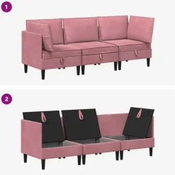 vidaXL Woonkamer Meubelset 3 st Roze Fluweel