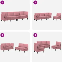 vidaXL Woonkamer Meubelset 4 st Roze Fluweel